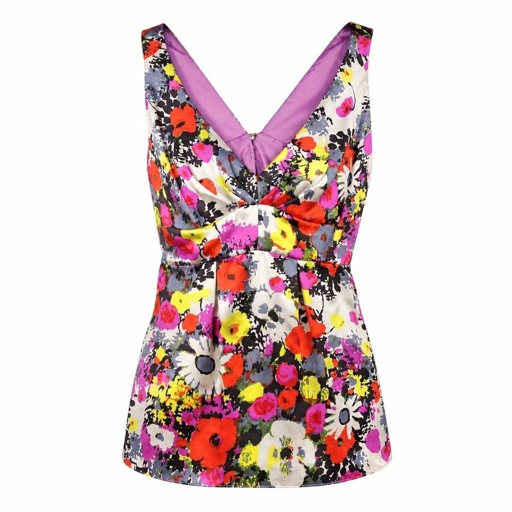 Rebecca Taylor Blouse Womens 2 100% Silk Babydoll Floral Boho Festival Empire